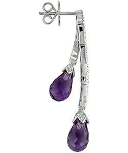 14k Gold Amethyst and 3/8ct TDW Diamond Earrings