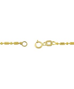 14k Yellow Gold Round and Long Bead Anklet