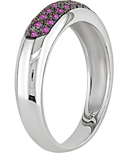 14k White Gold Pink Sapphire Anniversary Ring