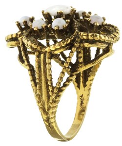 14k Yellow Gold and Opal Cluster Ring