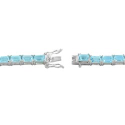 Sterling Silver Emerald-cut Blue Topaz Bracelet