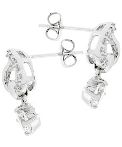 Silvertone CZ Upside-down Heart Earrings