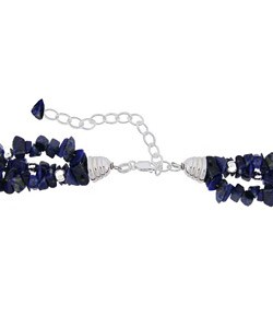 Stonique Creations Sterling Silver 3-strand Lapis Chip Necklace