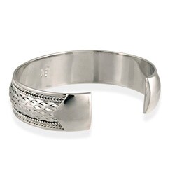Sterling Silver Bali Inspired Woven Cuff Bangle