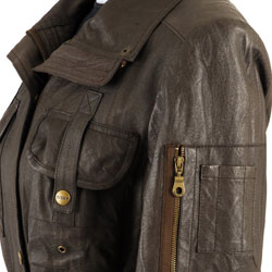 DKNY Washed Leather Safari Jacket