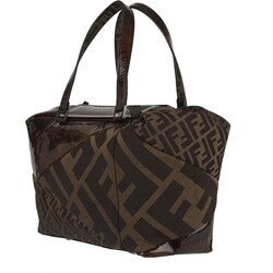 Fendi Tobacco Zucca Canvas Zip-top Bag