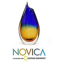 'Rainbow Volcano' Murano Handblown Vase (Brazil)