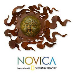 Iron and Ceramic 'Gust of Sun' Wall Adornment (Mexico)
