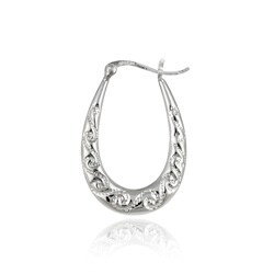 Sterling Silver Scroll Design Hoop Earrings