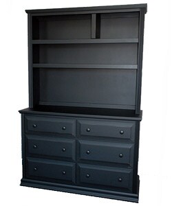 Solid Wood Black 6-drawer Double Dresser