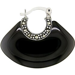 Sterling Silver Marcasite and Black Onyx Earrings