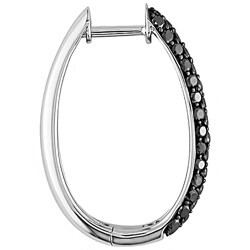 10k 1 1/2ct Black Diamond Hoop Earrings