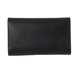 Prada Saffiano Black Leather Logo Key Case