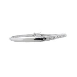 Sterling Silver Diamond Accent Curved Bangle