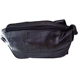 Kozmic Front Zippered Black Leather Fanny Pack