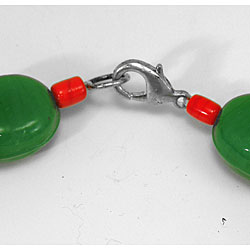Jade & Coral Glass Necklace and Earrings Set (India)