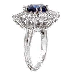 18k Gold 2 2/5ct TDDW Diamond and Sapphire Ring (I, VS1)