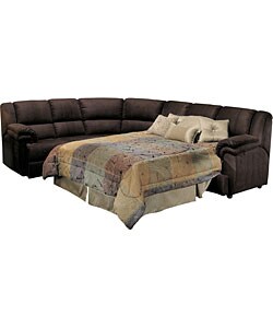 Chocolate Eurosuede Sectional with Sofabed and Recliner