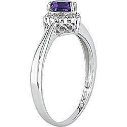 10k Gold Heart-shaped Amethyst and Diamond Ring