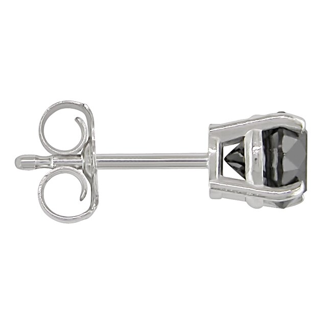 14k White Gold 1ct TDW Black Diamond Stud Earrings
