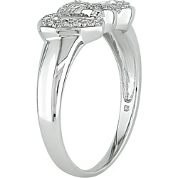 14k Gold 1/8ct TDW Diamond Double Heart Ring