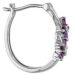 10k White Gold Amethyst and Diamond Hoop Earrings