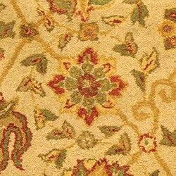 Handmade Antique Mashad Ivory/ Green Wool Runner (2'3 x 12')