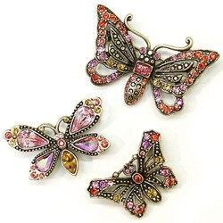 Sweet Romance French Butterfly Trio Pins