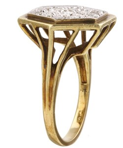 14k Yellow Gold and 1ct TDW Diamond Hexagon Ring (I-J, SI1)