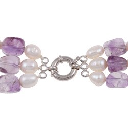 Maddy Emerson Freshwater Pearl and Amethyst Necklace (8-9 mm)