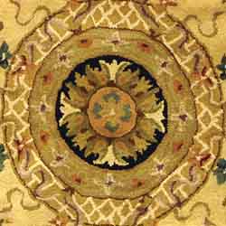 Handmade Classic Empire Black/ Gold Wool Rug (3'6 Round)