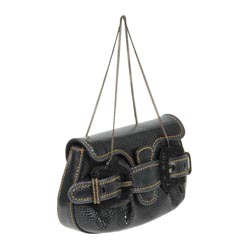 Fendi Mini Snakeskin Embossed Leather 'B' Handbag