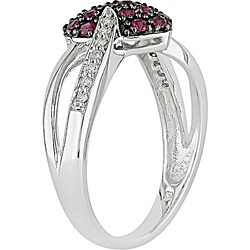 10k White Gold Ruby and Diamond Heart Ring