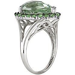 10k White Gold Green Amethyst and Tsavorite Ring