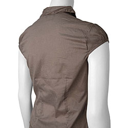 XOXO Women's Cap Sleeve Button Front Blouse