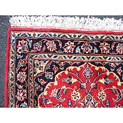 Persian Kashan Red/ Navy Rug (2'6 x 9'5)
