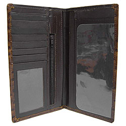BT Ostritch Print Leather Checkbook Wallet