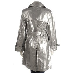 Trilogi Women's Faux Patent Leather Trench Coat