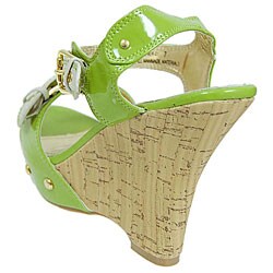 Bamboo by Journee Patent Faux Cork Wedeges