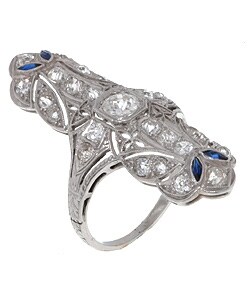Platinum & 1.5ct Diamond Sapphire Estate Cocktail Ring