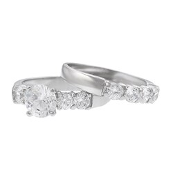 Tressa Sterling Silver Two-piece CZ Ring