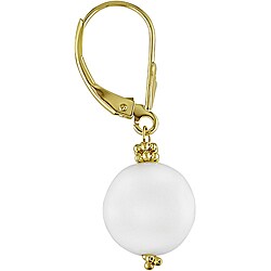 10k Yellow Gold White Jasper Leverback Earrings