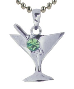 Pewter Green Austrian Crystal Sweet Martini Necklace