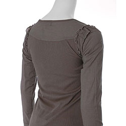 Everyday Women's Long-sleeve Ruffled Henley Shirt