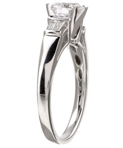 14k Gold CZ and 1/6ct TDW Diamond Engagement Ring