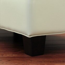 Button-tufted Creme Leather Bench