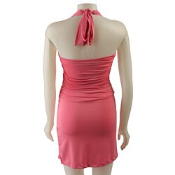 Ruby Women's V-neck Shirred Halter Dress