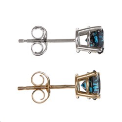 10k Gold 1/4ct TDW Blue Diamond Stud Earrings (I1-I2)