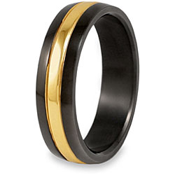 Black and Goldplated Polished Titanium Ring