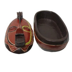Handmade Koko Bowl with Bird Mask Lid (Ghana)